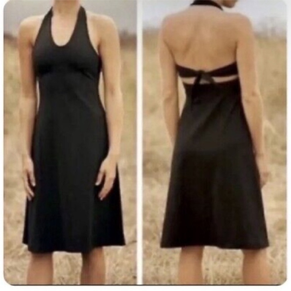 Patagonia Morning Glory Black Halter Midi Dress